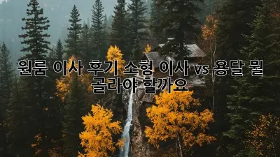 원룸 이사 후기: 소형 이사 vs 용달, 뭘 골라야 할까요?